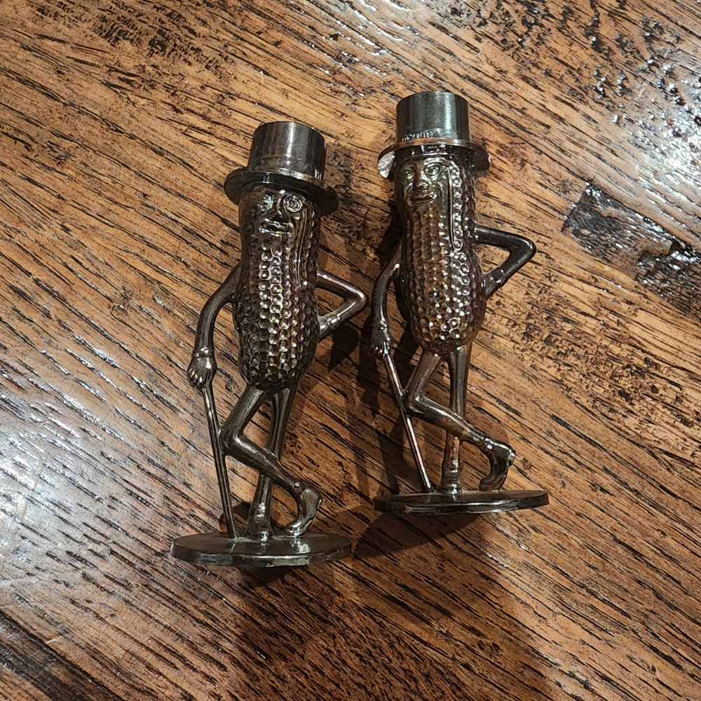 Vintage Planters Mr. Peanut Plastic Brown Salt & Pepper Shakers 3" tall
